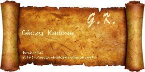 Géczy Kadosa névjegykártya